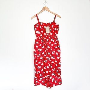 Monki ASOS Women’s Red Floral Polka Dot Spaghetti Strap Jumpsuit